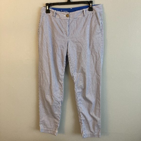 Talbots The Weekend Chinos Blue Striped Vertical Size 4P - Picture 1 of 7